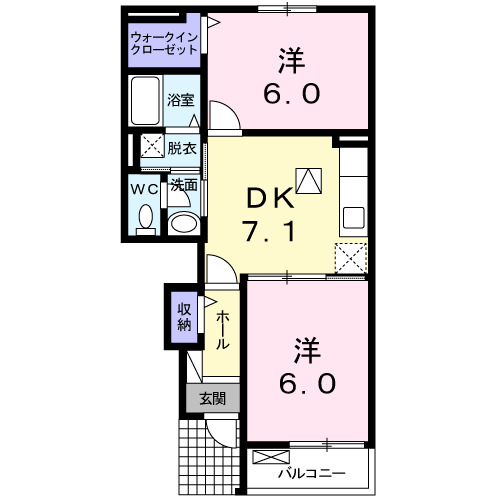 倉敷市林のアパートの間取り