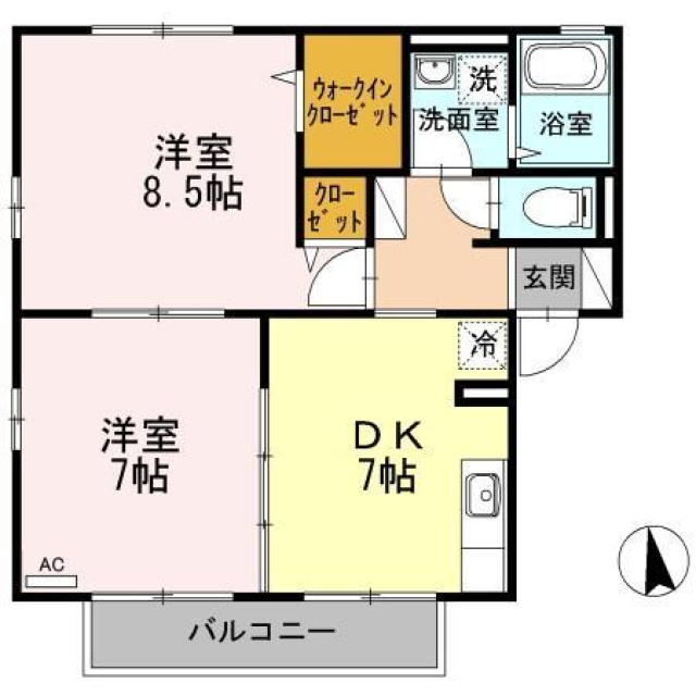 松山市東長戸のアパートの間取り