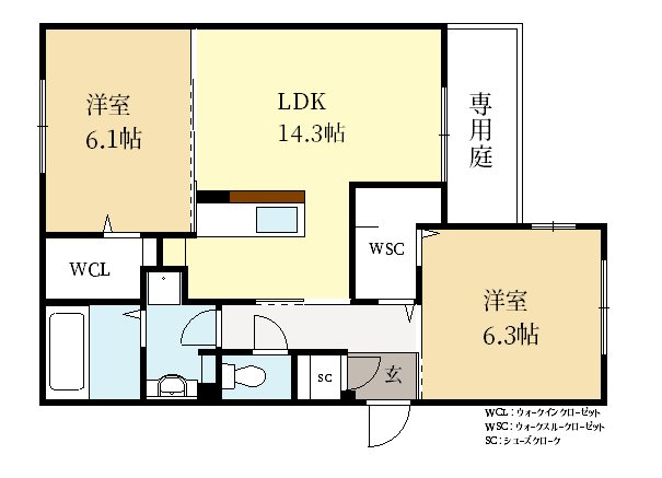 京田辺市三山木中央のアパートの間取り