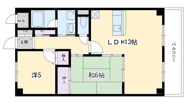 京都市南区上鳥羽勧進橋町のマンションの間取り