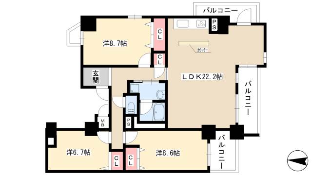 イーグルヘッド橦木の間取り