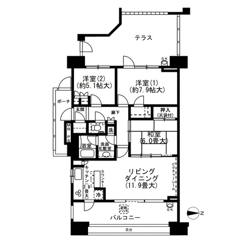 ドレッセあざみ野コリーナコートの間取り