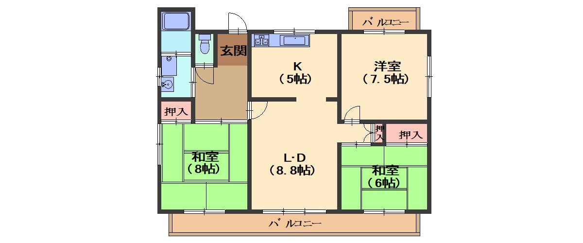 中部東山荘北棟の間取り