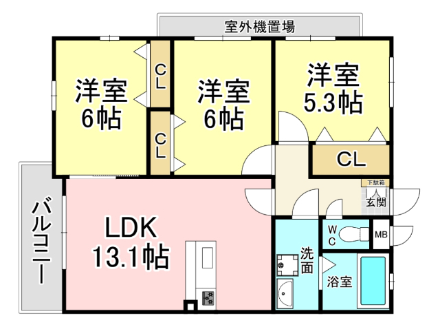 北九州市小倉南区重住のマンションの間取り