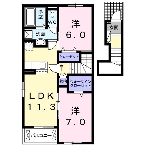 本宮市本宮のアパートの間取り