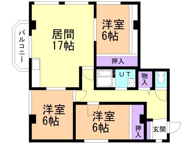 札幌市東区北三十六条東のマンションの間取り