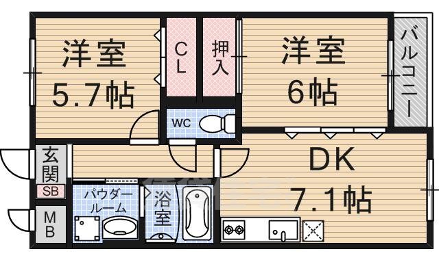 大津市大江のマンションの間取り