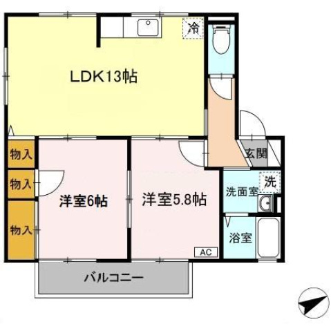 広島市佐伯区千同のアパートの間取り