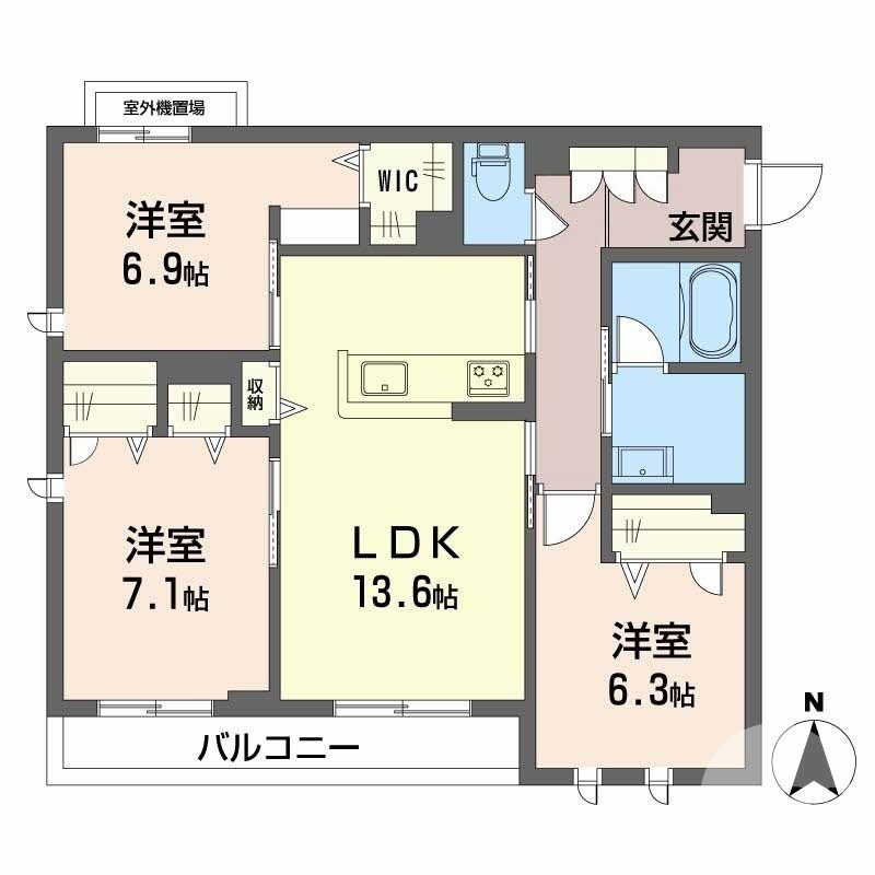 堺市堺区中三国ヶ丘町のマンションの間取り