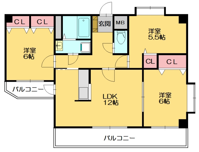 糟屋郡篠栗町中央のマンションの間取り