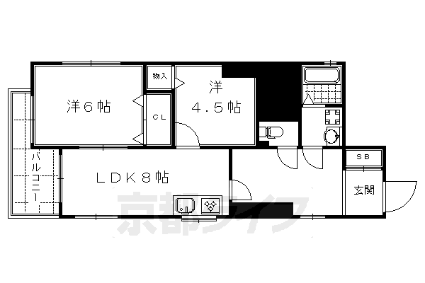 京都市中京区亀屋町のマンションの間取り