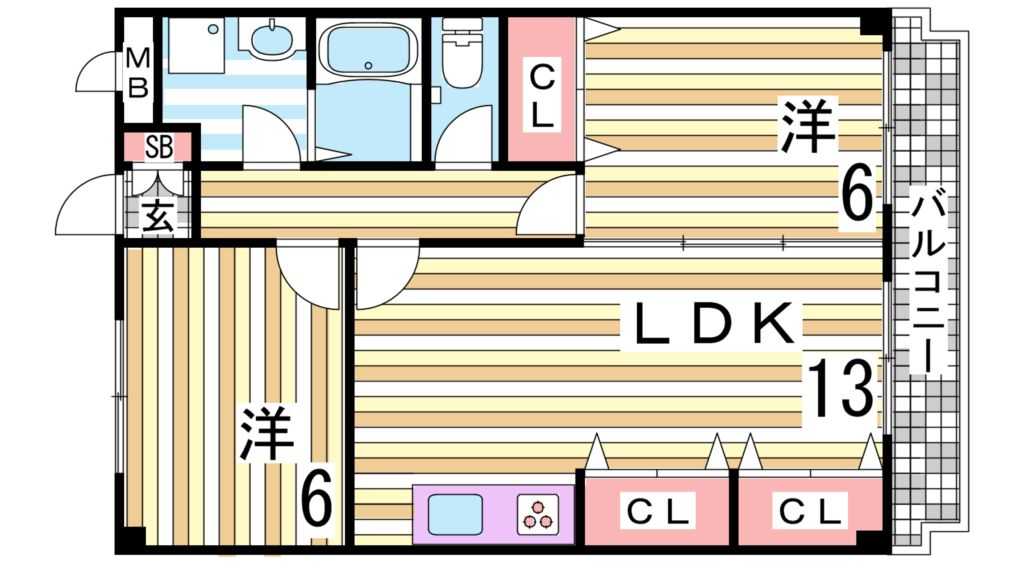 西宮市山口町上山口のマンションの間取り