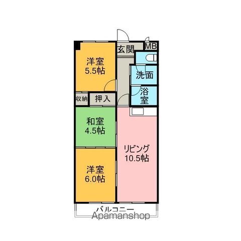 名鉄名古屋本線 新木曽川駅 徒歩8分 5階建 築29年の間取り写真