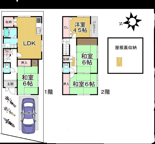 日ノ岡石塚町貸家の間取り写真
