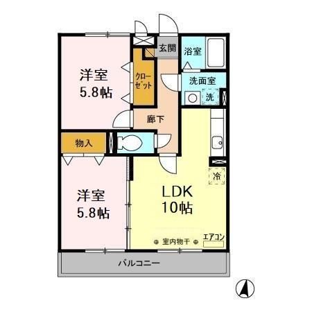 茨城県常陸太田市大平町（アパート）の賃貸物件の間取り