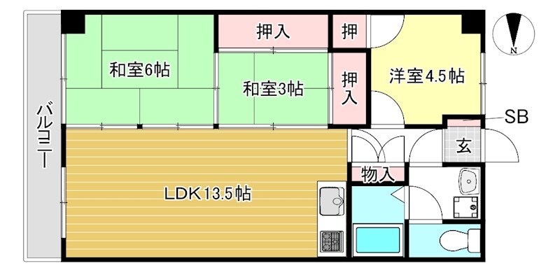 京都市北区大宮開町のマンションの間取り