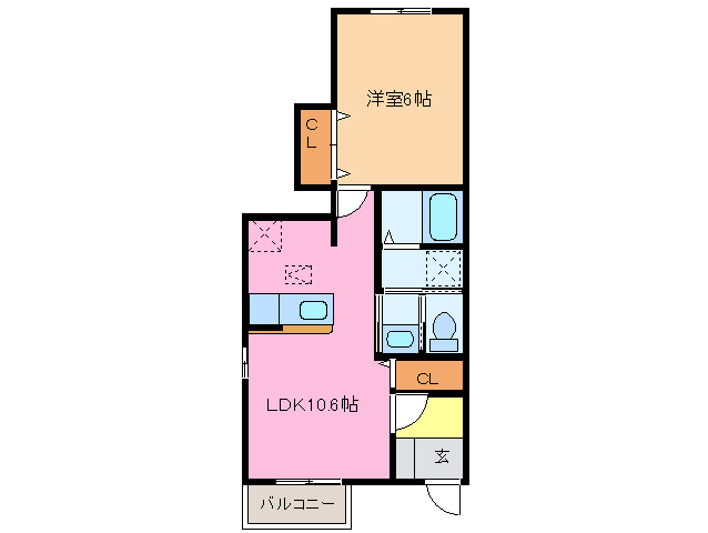 松阪市中林町のアパートの間取り