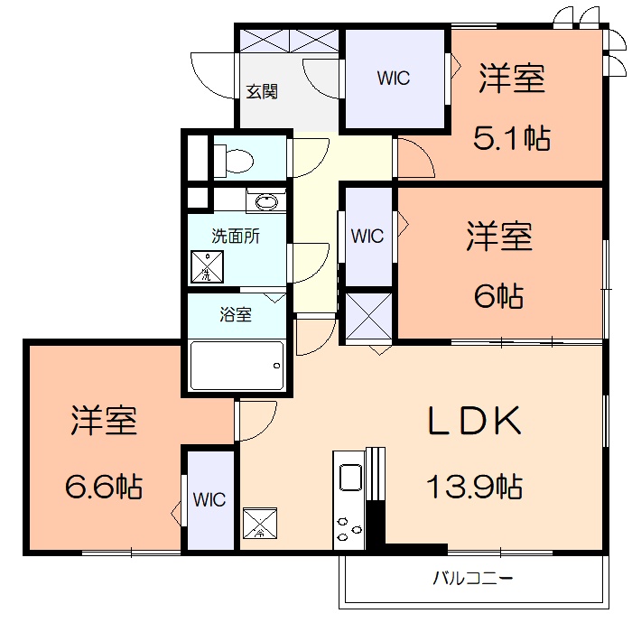 川崎市宮前区馬絹のアパートの間取り