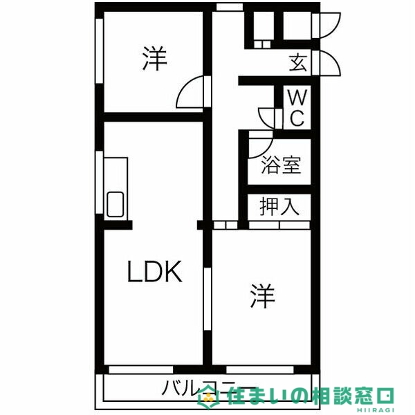 岡崎市赤渋町のアパートの間取り