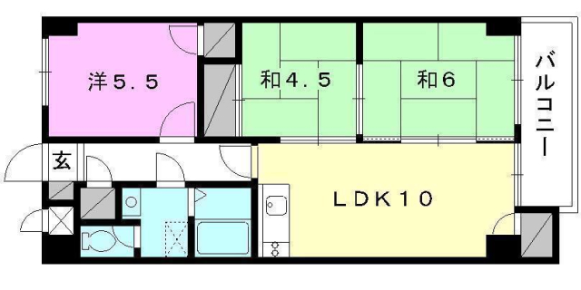 松山市山越のマンションの間取り