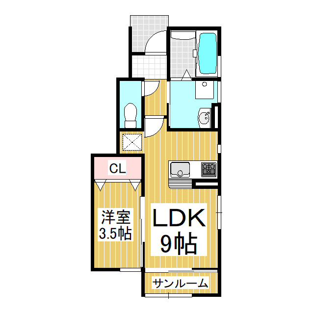 仮）千曲市雨宮アパート　Ａ棟の間取り