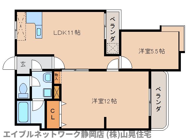 静岡市葵区辰起町のマンションの間取り