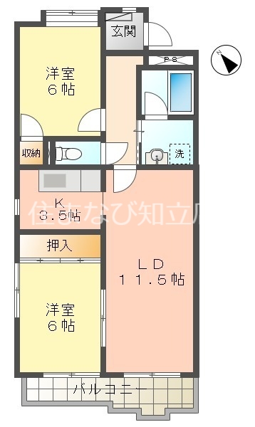 豊田市御立町のマンションの間取り