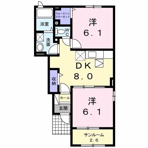 熊本市北区黒髪のアパートの間取り