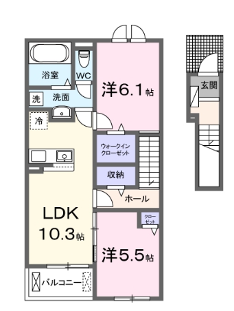 半田市瑞穂町のアパートの間取り