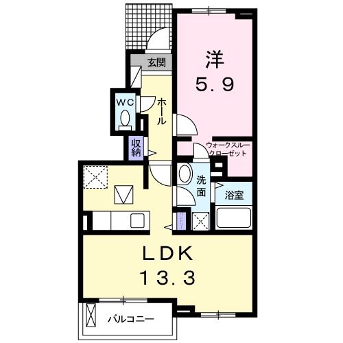 栗原市若柳のアパートの間取り