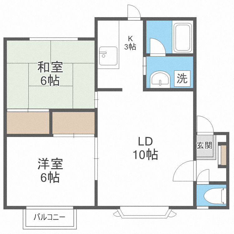 札幌市北区新琴似二条のアパートの間取り