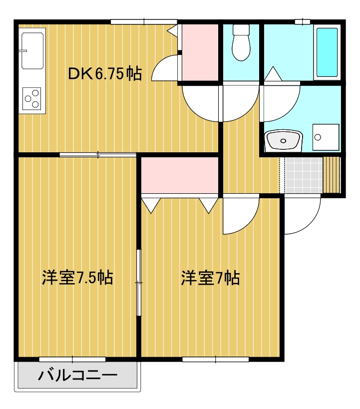 新潟市秋葉区金沢町のアパートの間取り