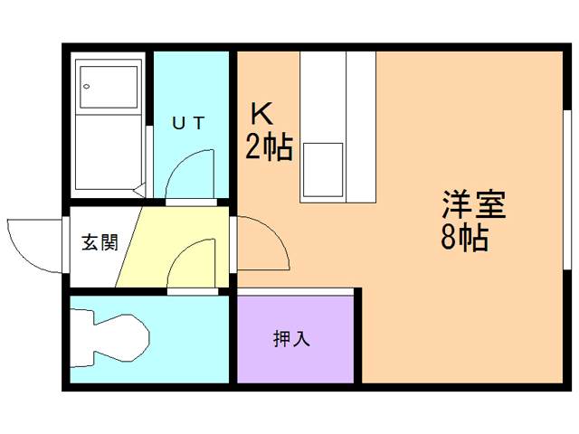 函館市宝来町のアパートの間取り