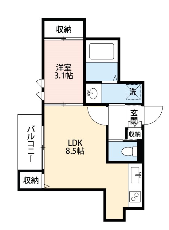 熊本市中央区大江のアパートの間取り