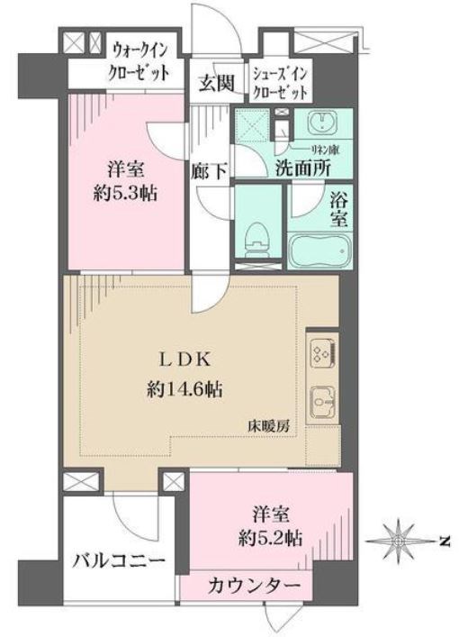 中野区東中野のマンションの間取り