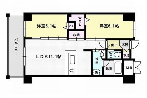 福岡市早良区高取のマンションの間取り