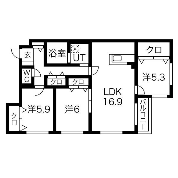 ZABO HILLS MINAMI6JOの間取り