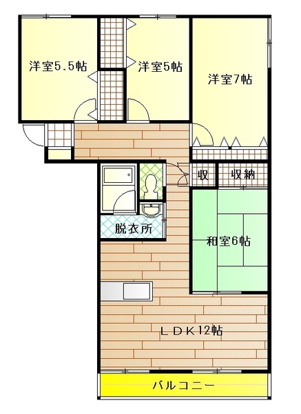 旭川市豊岡七条のマンションの間取り