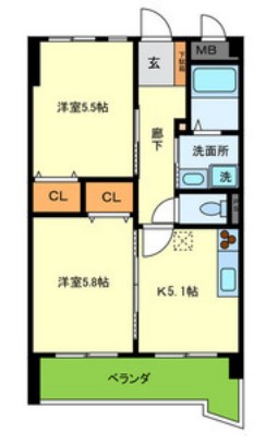 神戸市灘区大内通のマンションの間取り