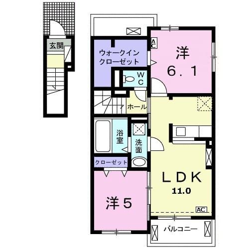 大垣市長松町のアパートの間取り