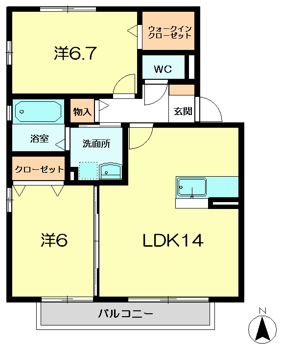 【リビングタウン祝園C棟の間取り】