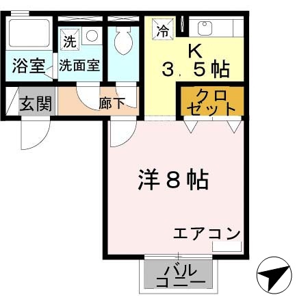 大和高田市大字築山のアパートの間取り