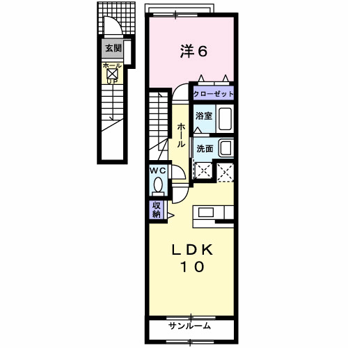 高岡市内免のアパートの間取り