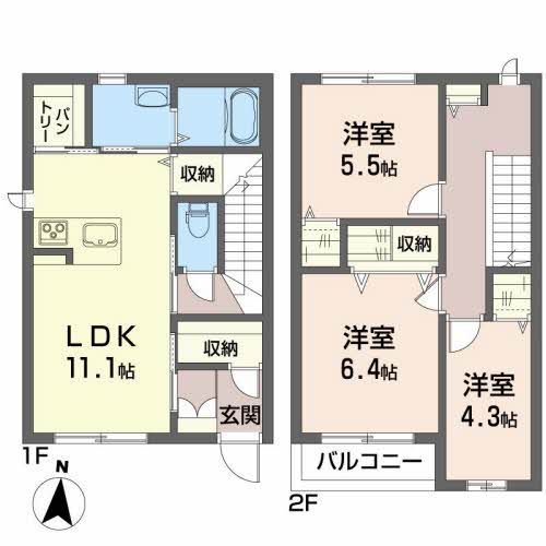 ＪＲ東北本線 矢幅駅 徒歩8分 2階建 築13年の間取り写真