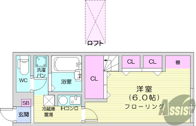 仙台市青葉区愛子東のアパートの間取り