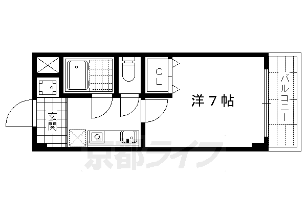 京都市北区大北山原谷乾町のマンションの間取り