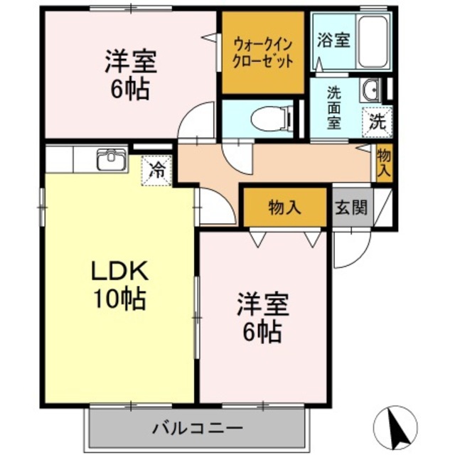 【倉敷市大内のアパートの間取り】