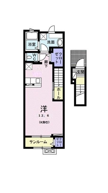 新居浜市泉池町のアパートの間取り