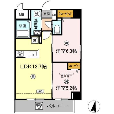 松江市東朝日町のマンションの間取り