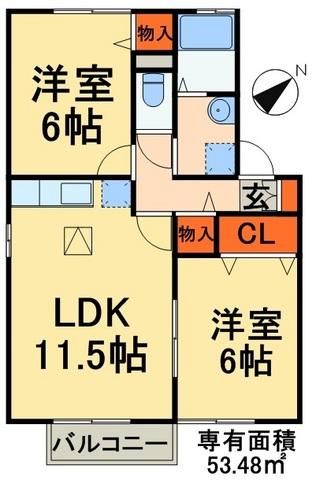 千葉市稲毛区稲毛町のアパートの間取り